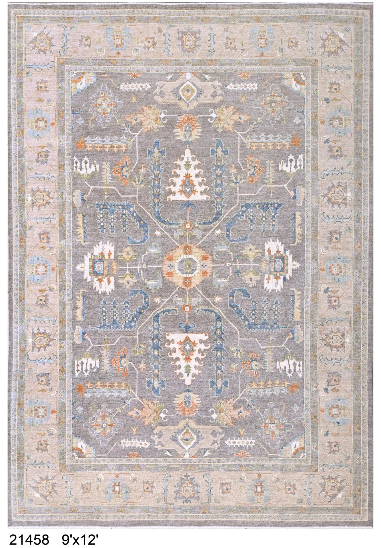 9.1 x 11.11 - Transitional Wool Oushak Rectangle - Hand Woven Rug — 66010