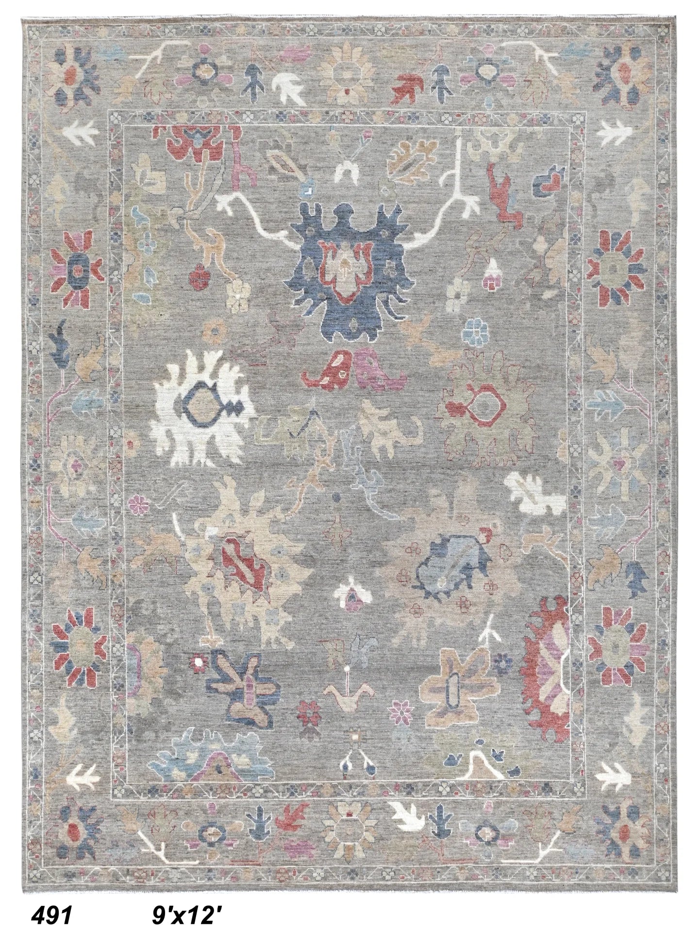 9 x 12 - Oushak Wool Transitional Rectangle - Hand Woven Rug — 66014