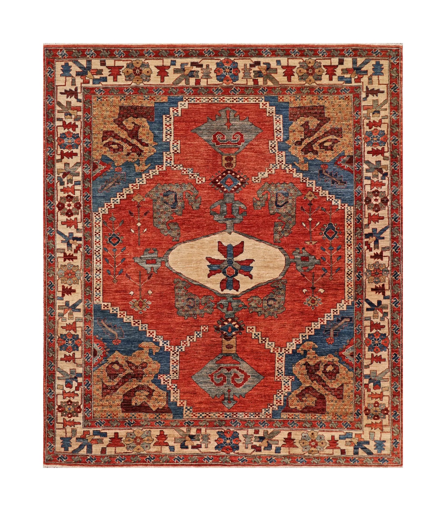 8.4 x 9.10 - Serapie Wool Traditional Rectangle - Finest Hand-Knotted Quality Wool — 66022