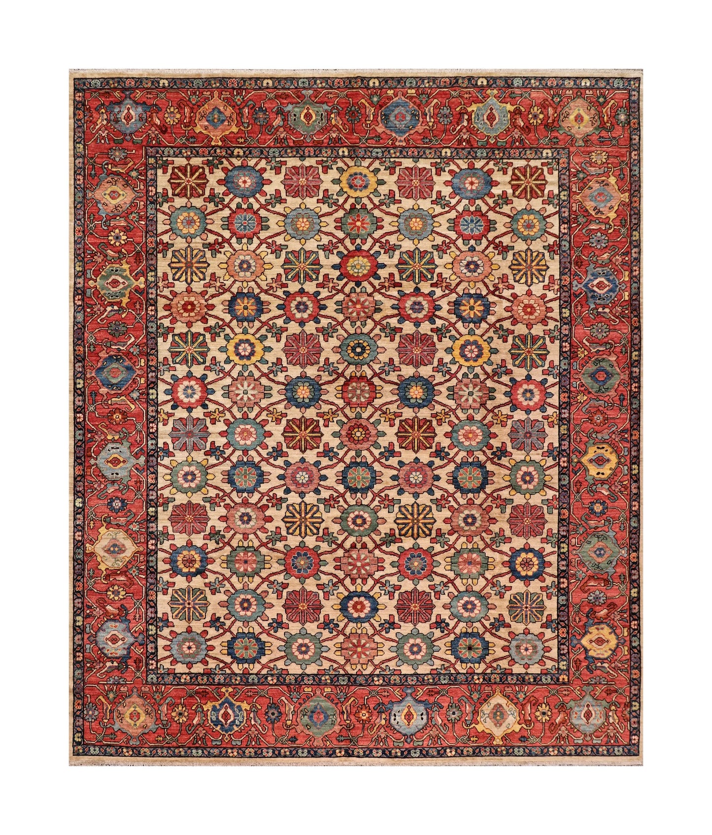 8 x 9.9 - Bakshiesh Wool Transitional Rectangle - Finest Hand-Knotted Quality Wool — 66023