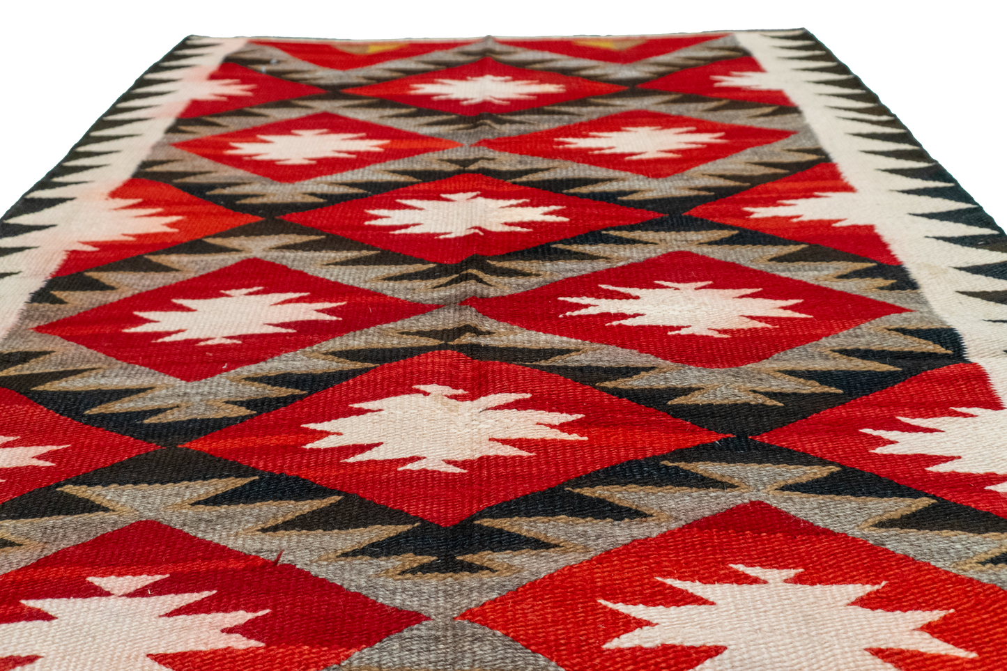 W 3.4 L 4.8 Navajo 100% Wool Hand-Woven Geometric Design - 66336