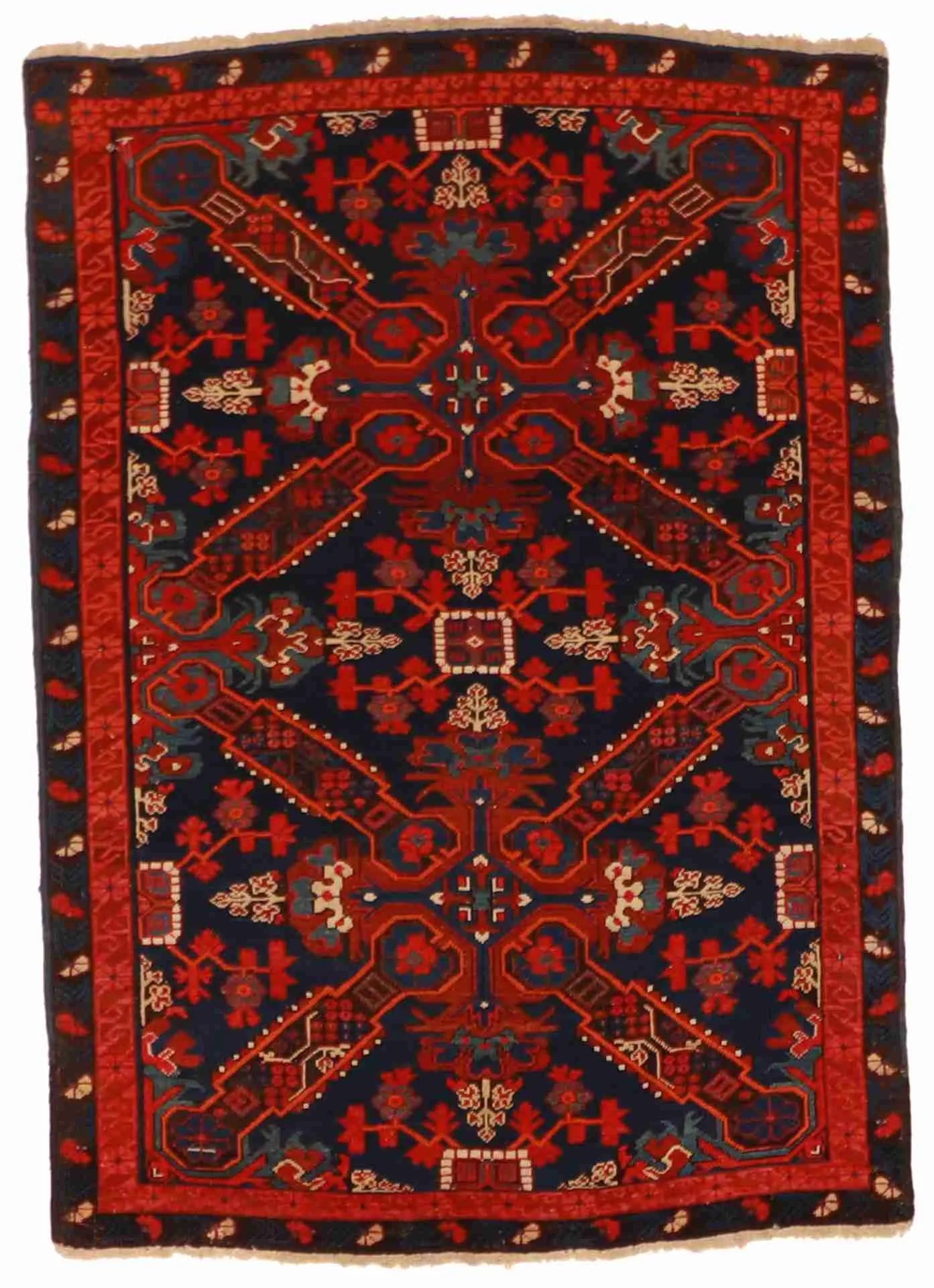 3.6 x 5.1 - Zanjan Fine Geometric Rectangle - Finest Hand-Knotted Quality Wool — 7025