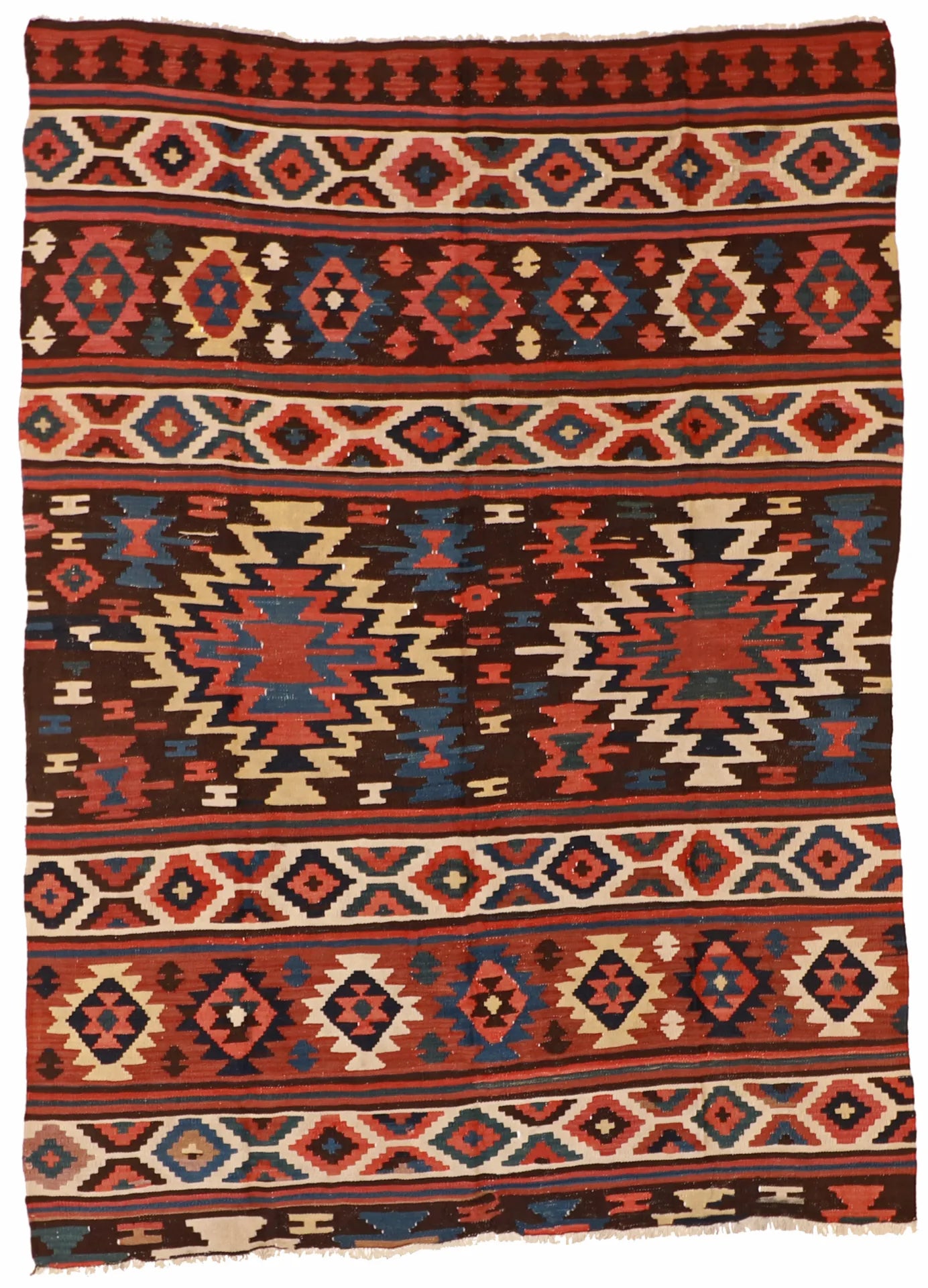 5.5 x 7.5 - Kilim Wool All Over Rectangle - Finest Hand-Made Quality Wool - 7479
