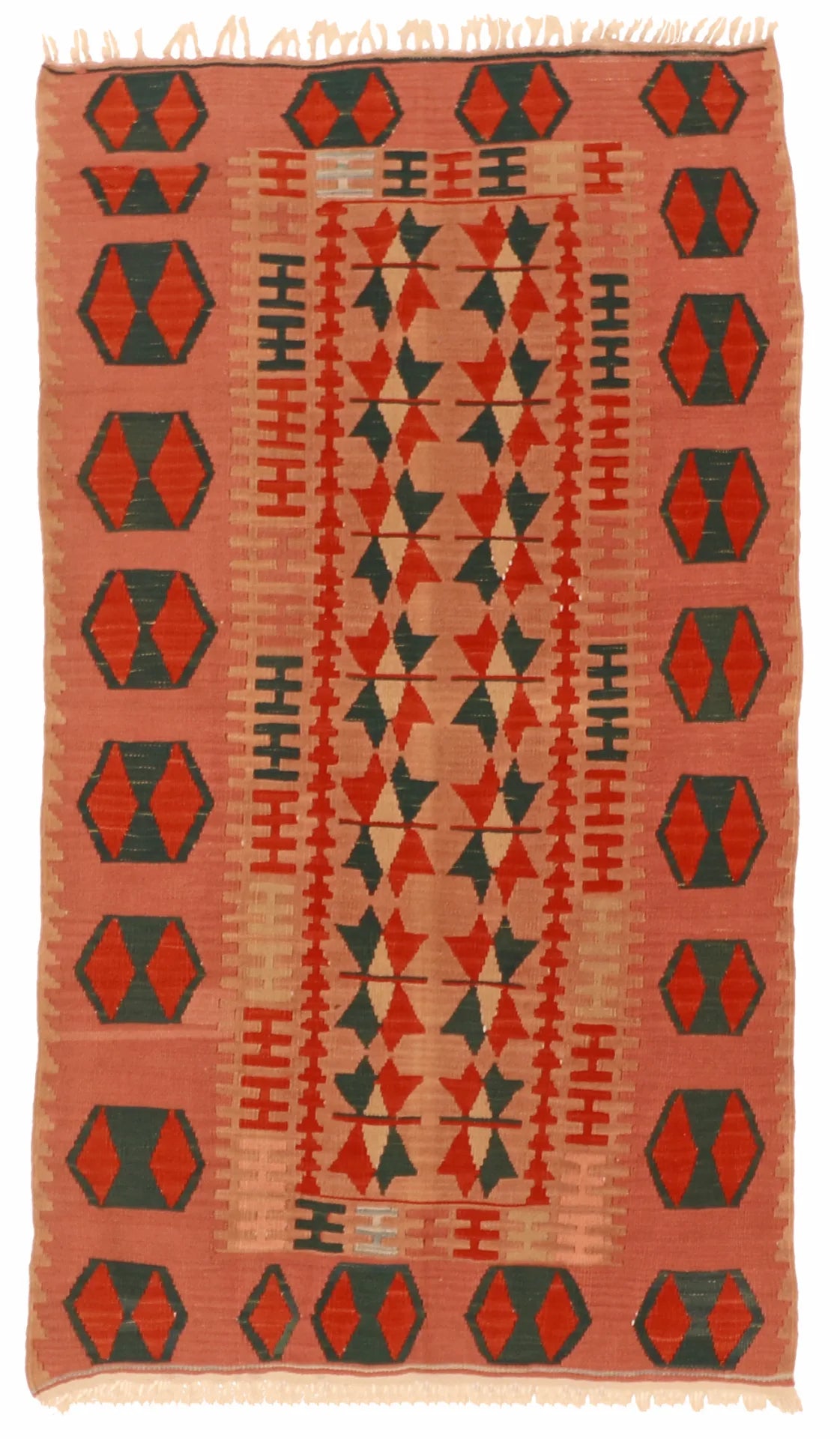 4 x 6 - Kilim Wool Geometric Rectangle - Finest Hand-Made Quality Wool — 8782