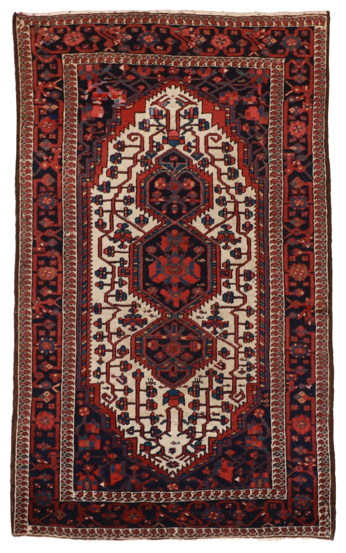 4.3 x 7.1 - Hamadan Wool Traditional Rectangle - Finest Hand-Knotted Quality Wool — 8797