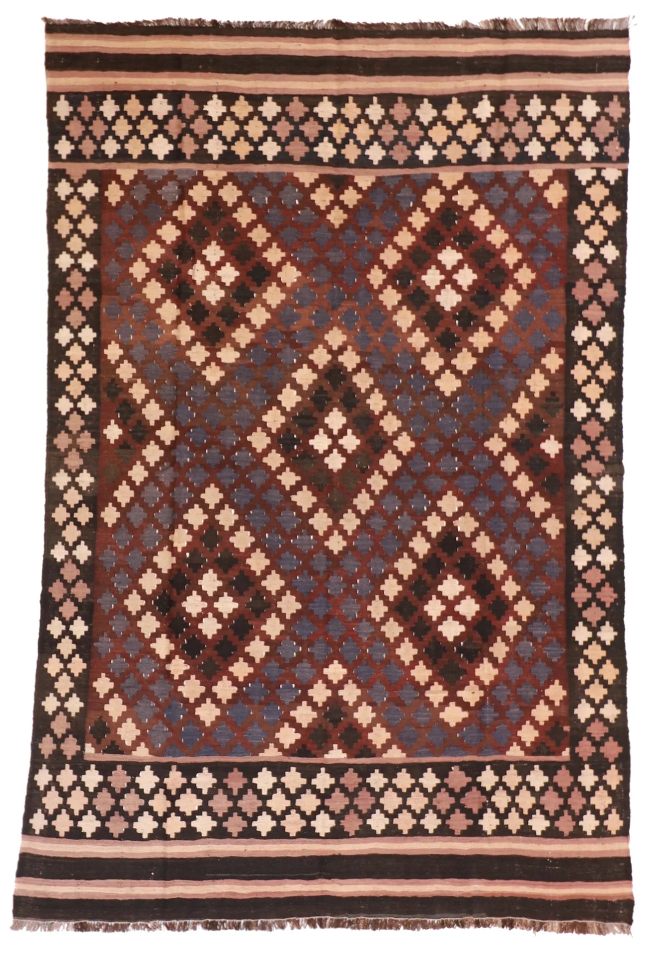 6 x 9.6 - Kilim Wool Geometric Rectangle - Finest Hand-Made Quality Wool — 9248