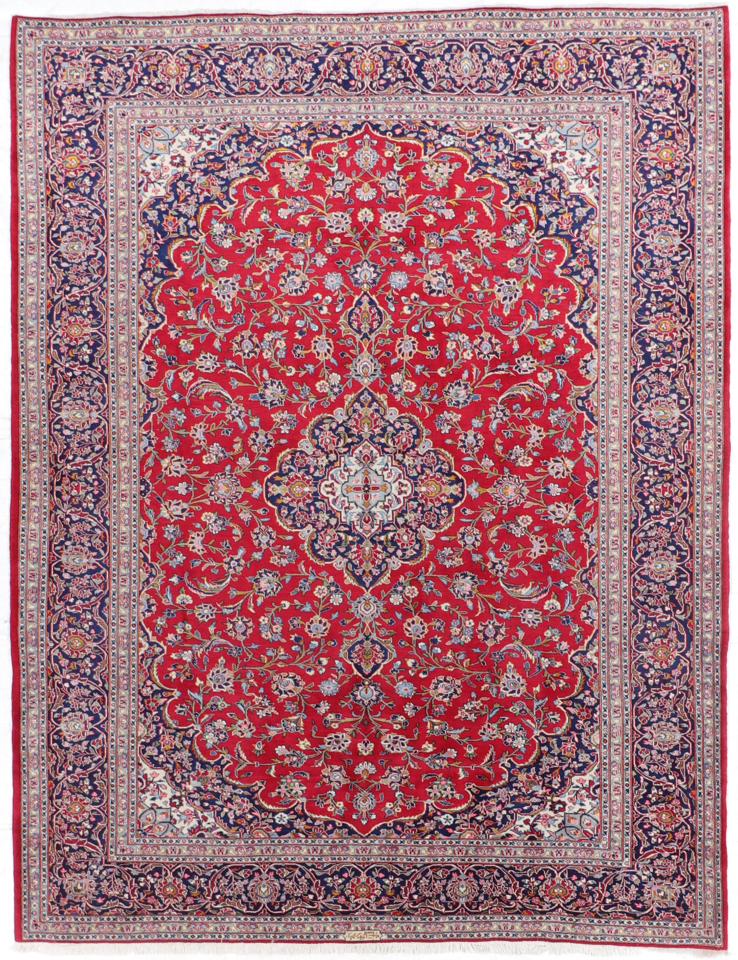 W 9 L 11.6 Kashan 100% Wool Hand-Woven All-Over Design - 10008
