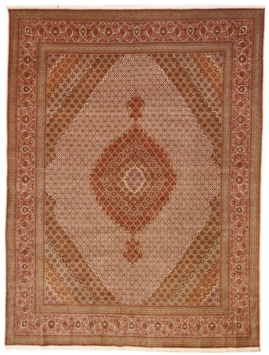 W 9.10 - L 13.1 - Tabriz Fine/Wool Mahie Rectangle - Finest Hand-Knotted Quality Wool - 10063