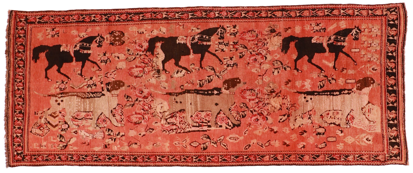 W 4.4 - L 10.10 - Shirvan Wool Geometric Rectangle - Hand Woven Rug - 10153