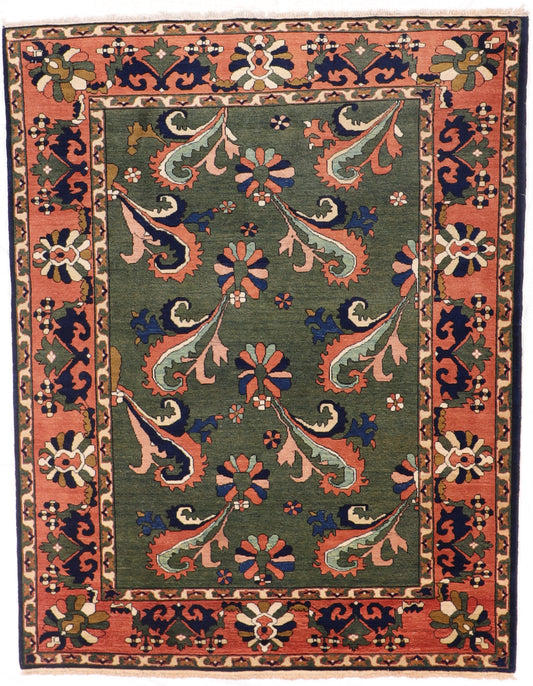 W 6.5 L 8.3 Mahal 100% Wool Handmade All Over Design - 10345