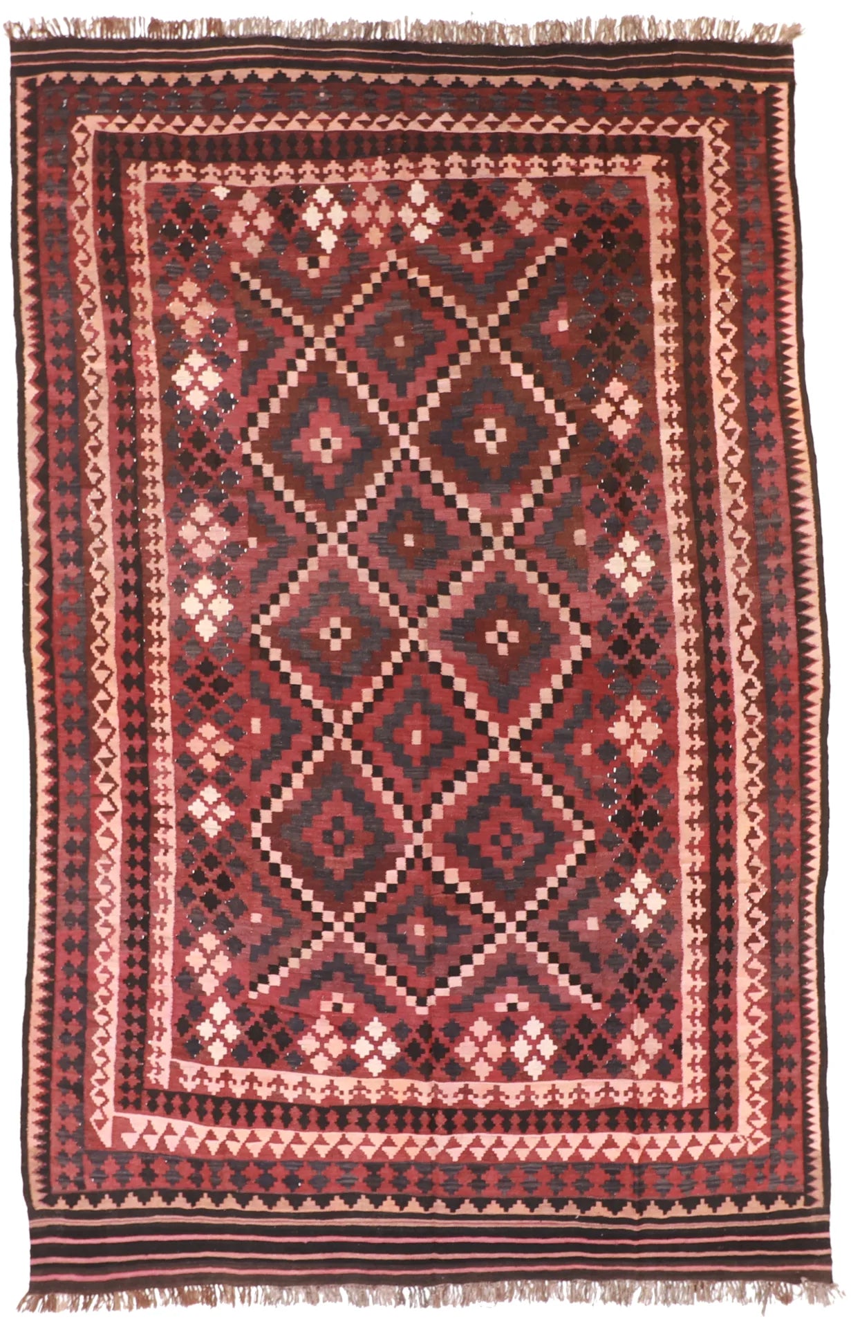 W 8 - L 12.5 - Kilim Wool All Over Rectangle - Finest Hand-Made Quality Wool - 10614