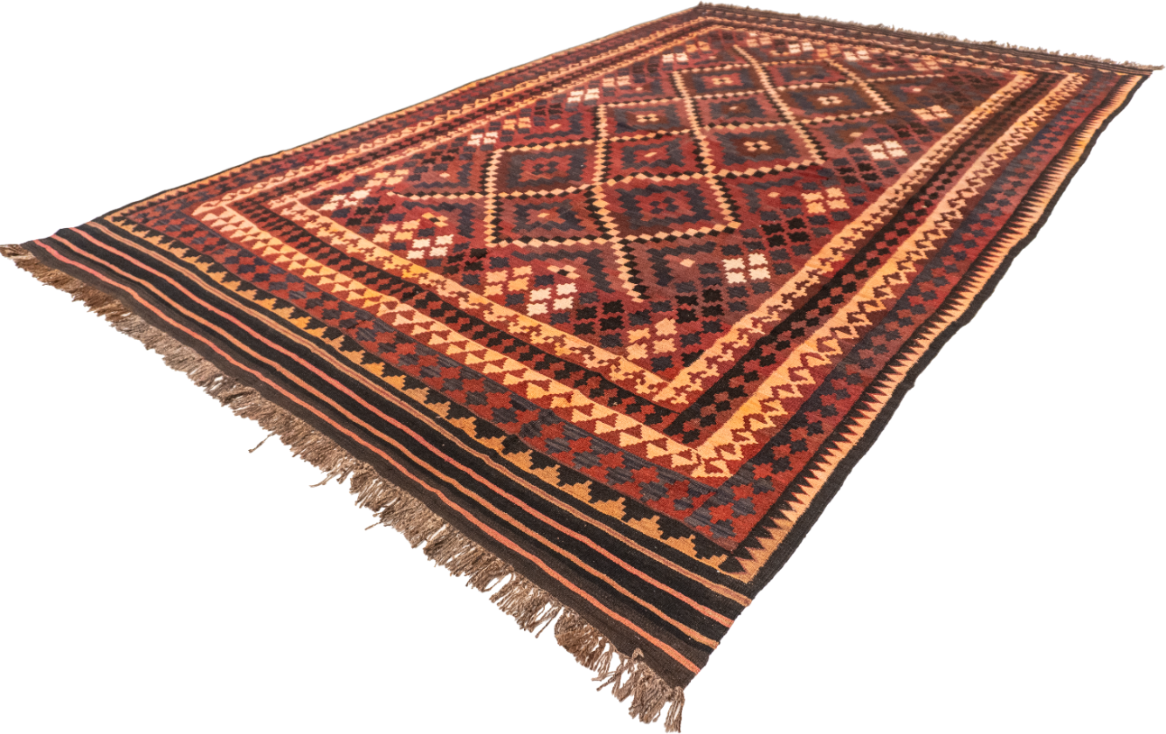 W 8 L 12.5 Kilim 100% Wool Hand-Woven All-Over Design - 10614