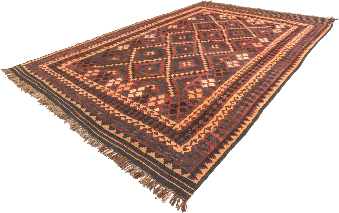 W 8 L 12.5 Kilim 100% Wool Hand-Woven All-Over Design - 10614