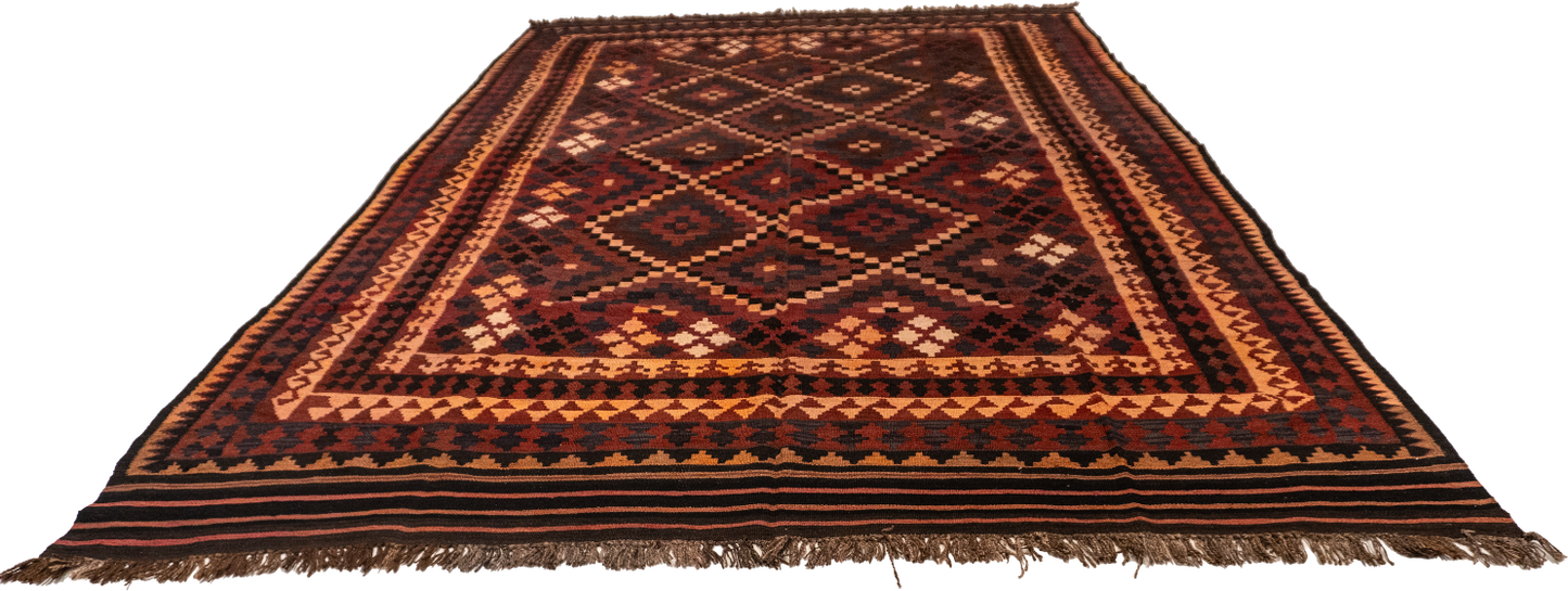 W 8 L 12.5 Kilim 100% Wool Hand-Woven All-Over Design - 10614