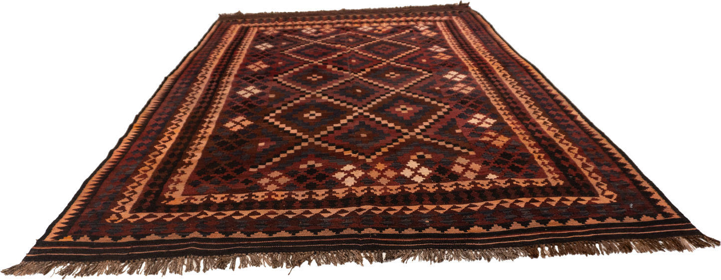 W 8 L 12.5 Kilim 100% Wool Hand-Woven All-Over Design - 10614
