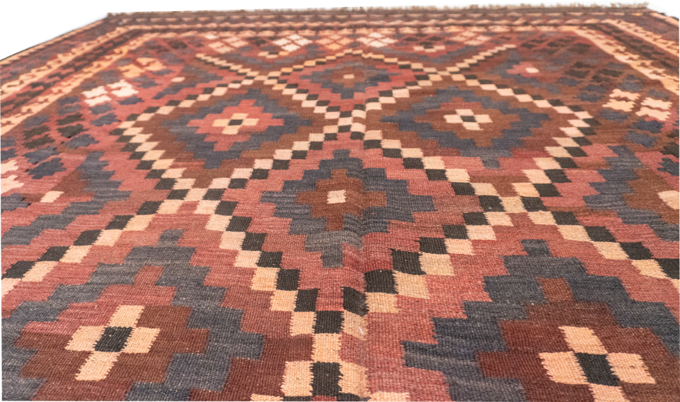 W 8 L 12.5 Kilim 100% Wool Hand-Woven All-Over Design - 10614