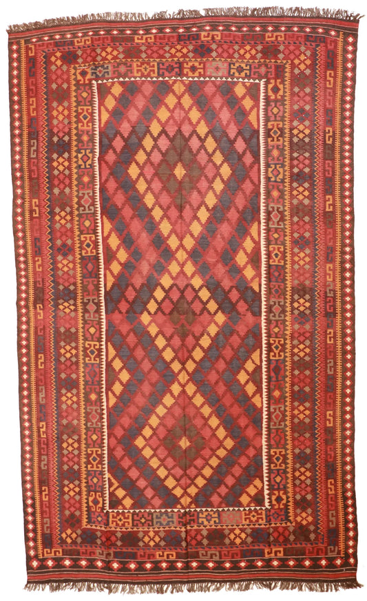 7.8 x 12.10 - Kilim Fine/Wool All Over Rectangle - Finest Hand-Made Quality Wool — 10617