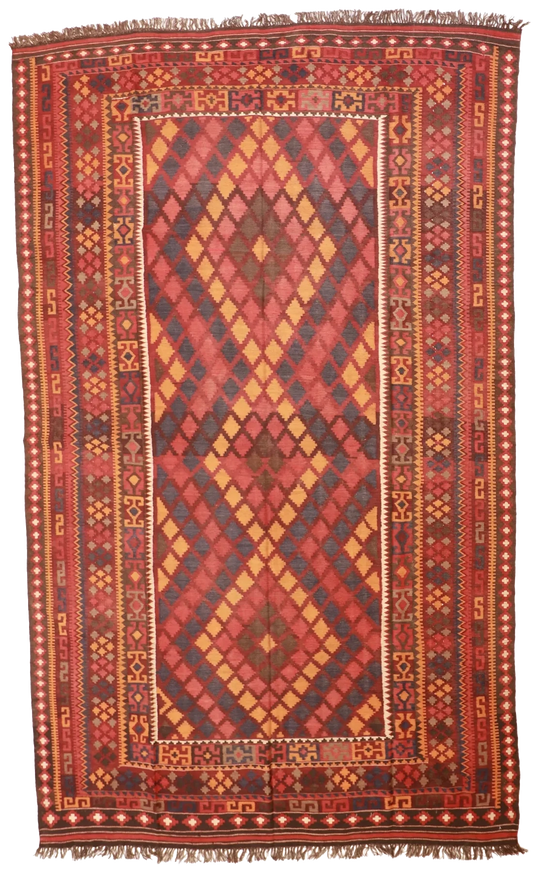 W 7.8 L 12.10 Kilim 100% Wool Hand-Woven All-Over Design - 10617