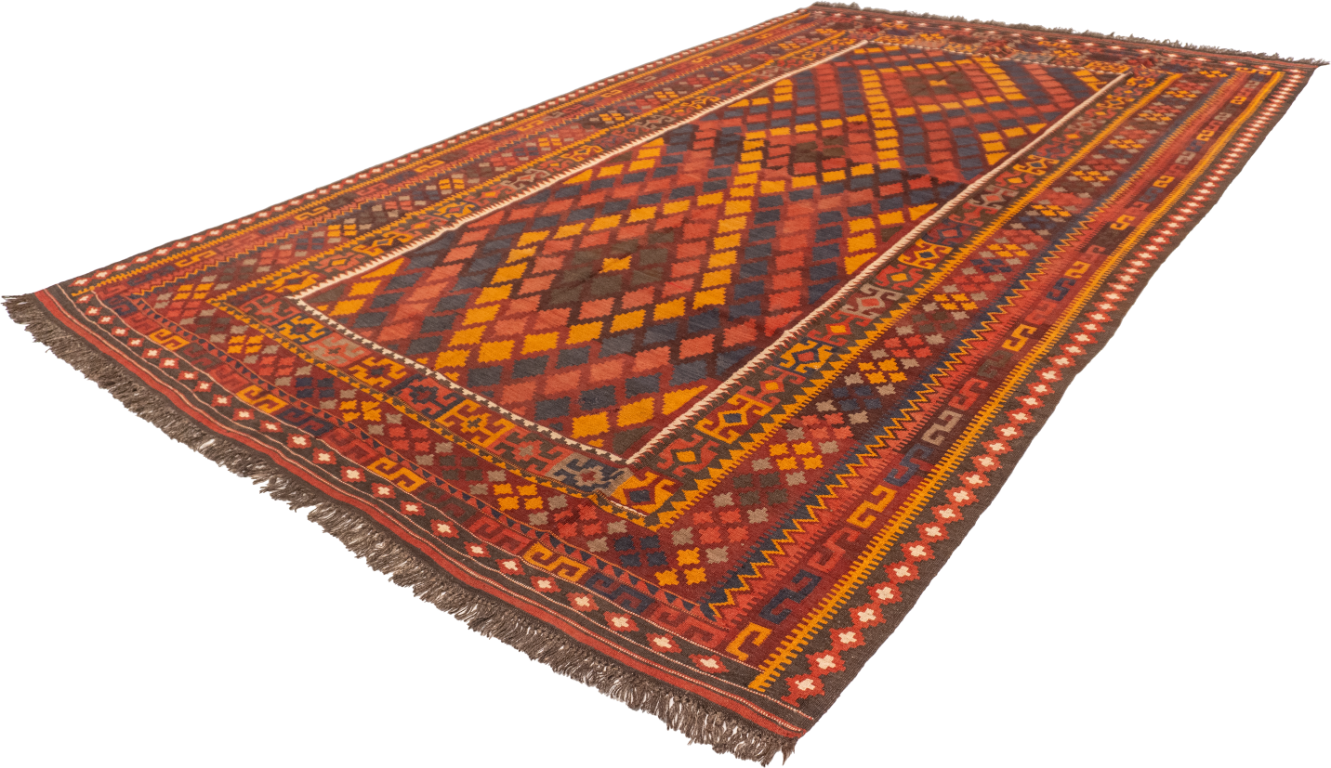 W 7.8 L 12.10 Kilim 100% Wool Hand-Woven All-Over Design - 10617