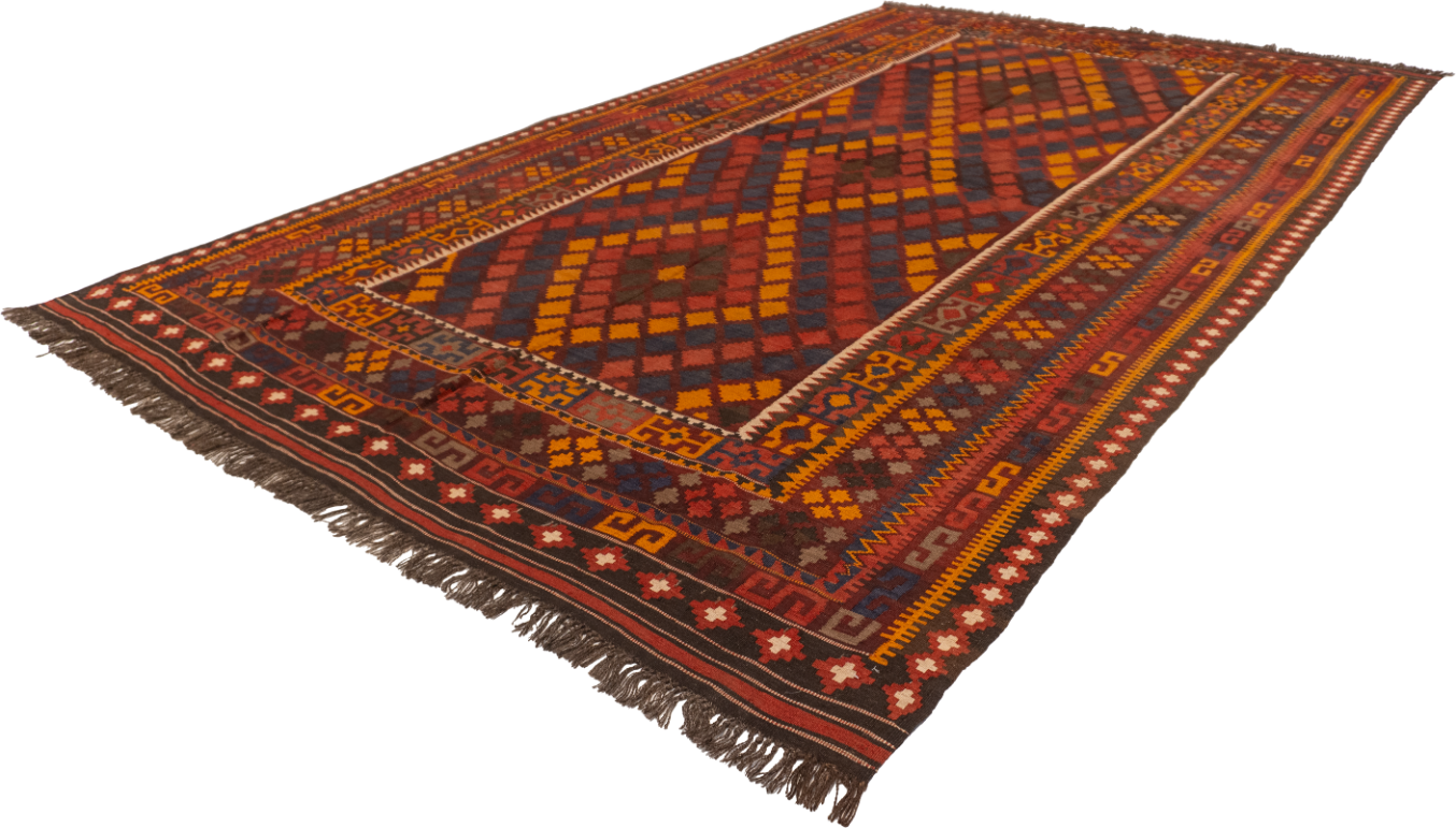 W 7.8 L 12.10 Kilim 100% Wool Hand-Woven All-Over Design - 10617