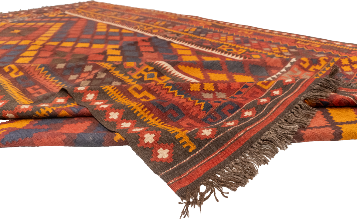 W 7.8 L 12.10 Kilim 100% Wool Hand-Woven All-Over Design - 10617