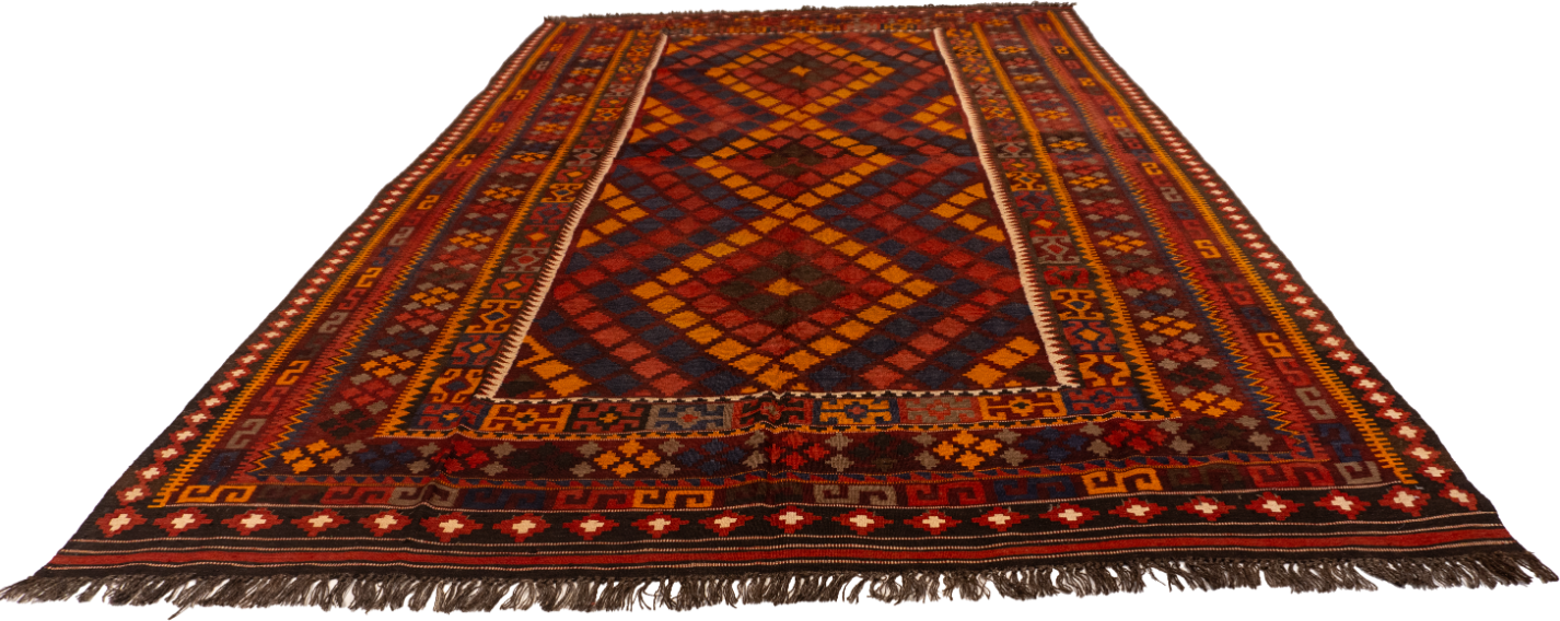 W 7.8 L 12.10 Kilim 100% Wool Hand-Woven All-Over Design - 10617