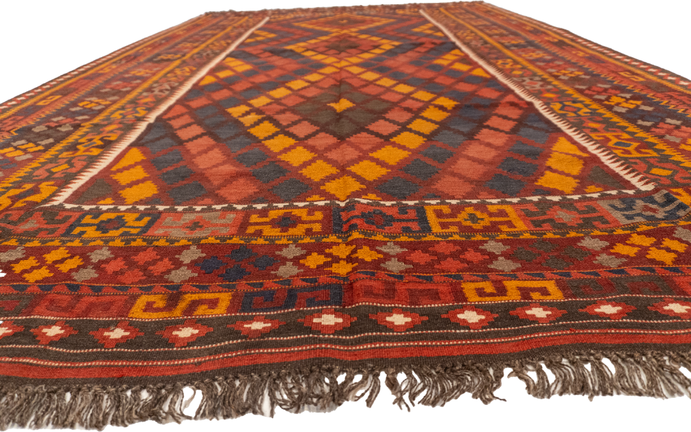 W 7.8 L 12.10 Kilim 100% Wool Hand-Woven All-Over Design - 10617