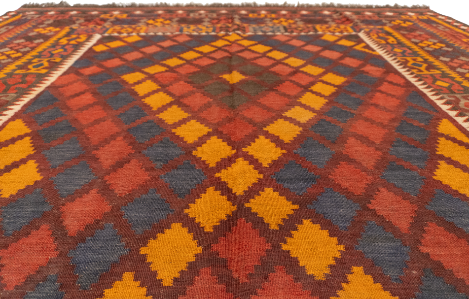 W 7.8 L 12.10 Kilim 100% Wool Hand-Woven All-Over Design - 10617
