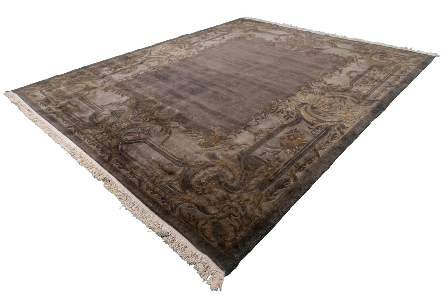 W 8.2 L 10 Savanere 100% Wool Hand-Woven Floral Design - 11057