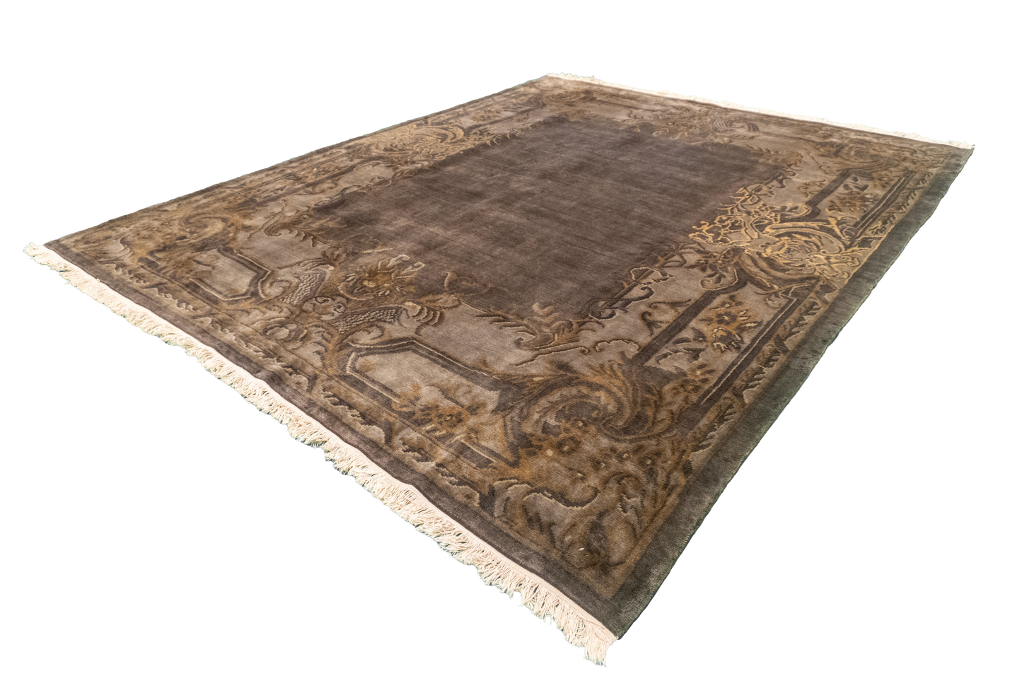 W 8.2 L 10 Savanere 100% Wool Hand-Woven Floral Design - 11057