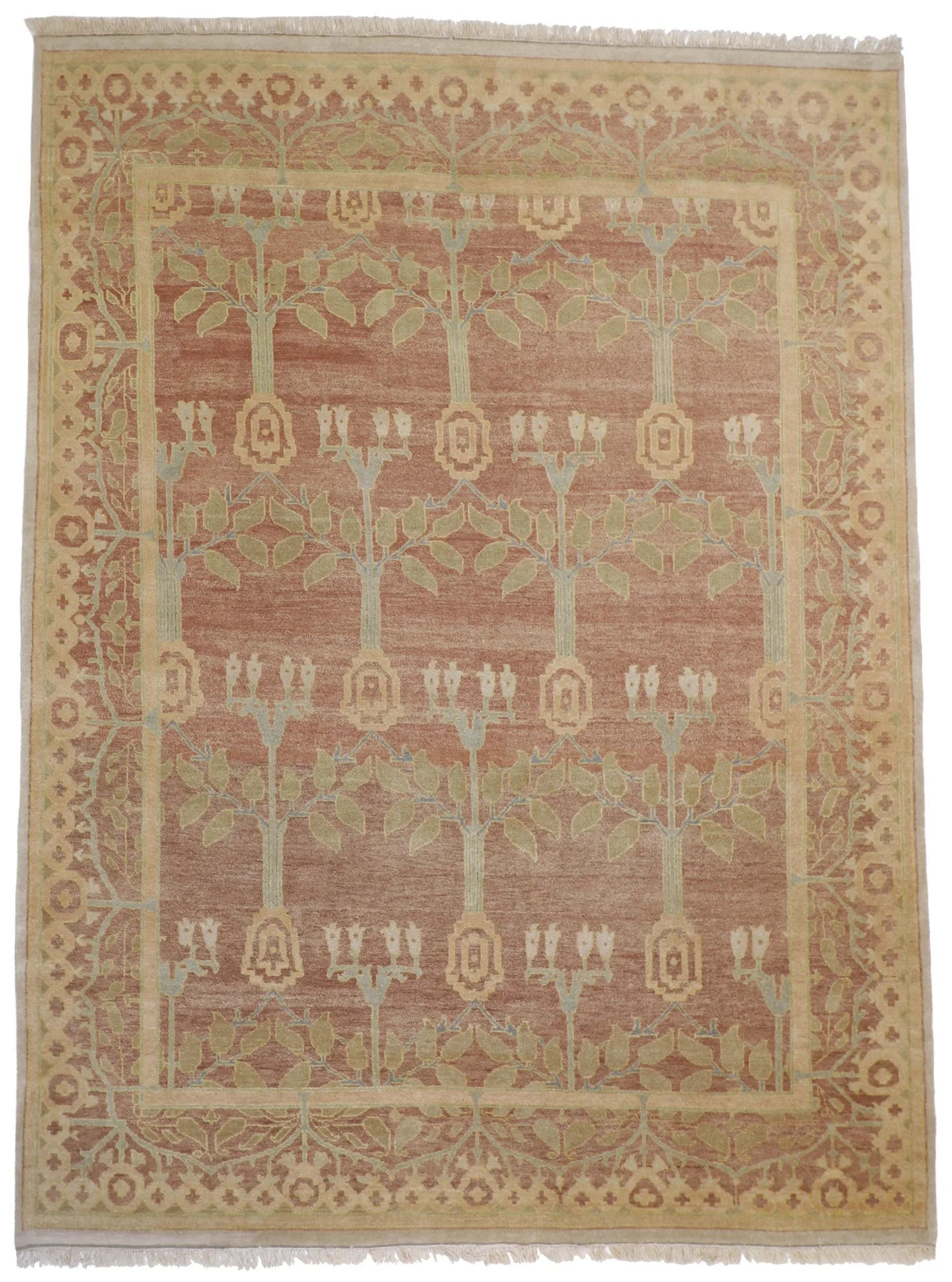 9x12 - Fine/Wool Floral Rectangle - Hand Knotted Rug — 11059