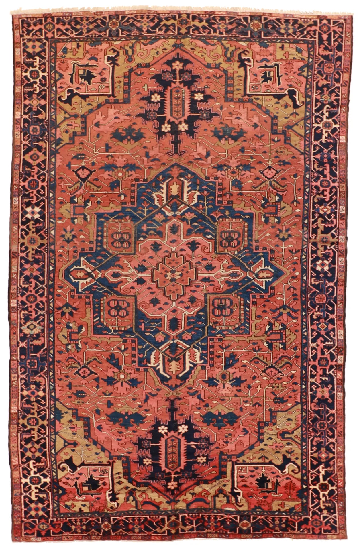 W 7.7 - L 11.10 - Serapie Fine Geometric Rectangle - Finest Hand-Knotted Quality Wool - 11320