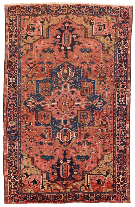 W 7.7 - L 11.10 - Serapie Fine Geometric Rectangle - Finest Hand-Knotted Quality Wool - 11320