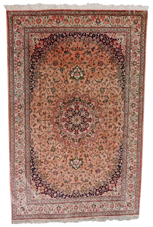 W 6.7 - L 10 - Qum Silk Traditonal Rectangle - Finest Hand-Knotted Quality Wool - 11330