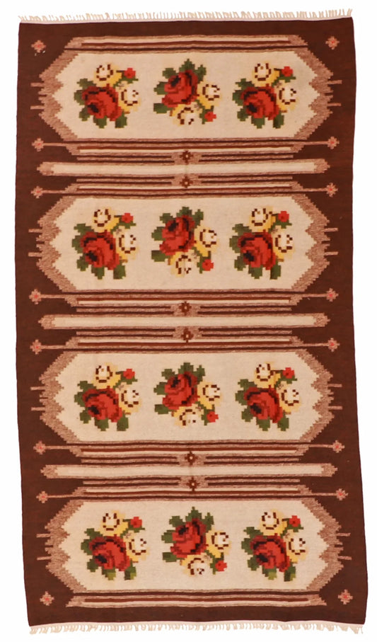 W 5 L 9 Bessarabian 100% Wool Hand-Woven Geometric Design - 11334