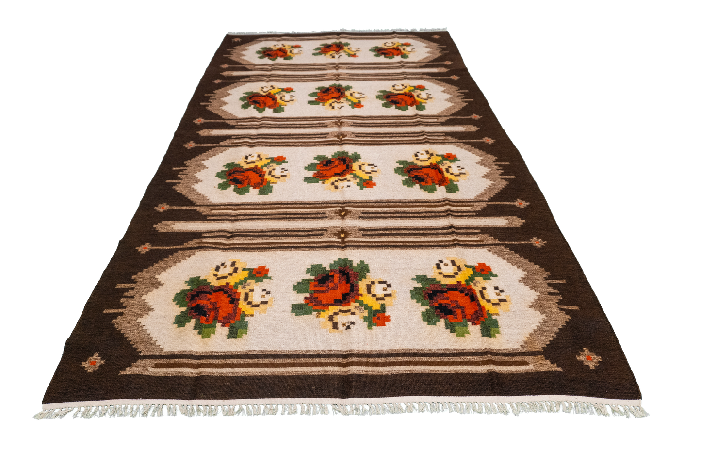W 5 L 9 Bessarabian 100% Wool Hand-Woven Geometric Design - 11334