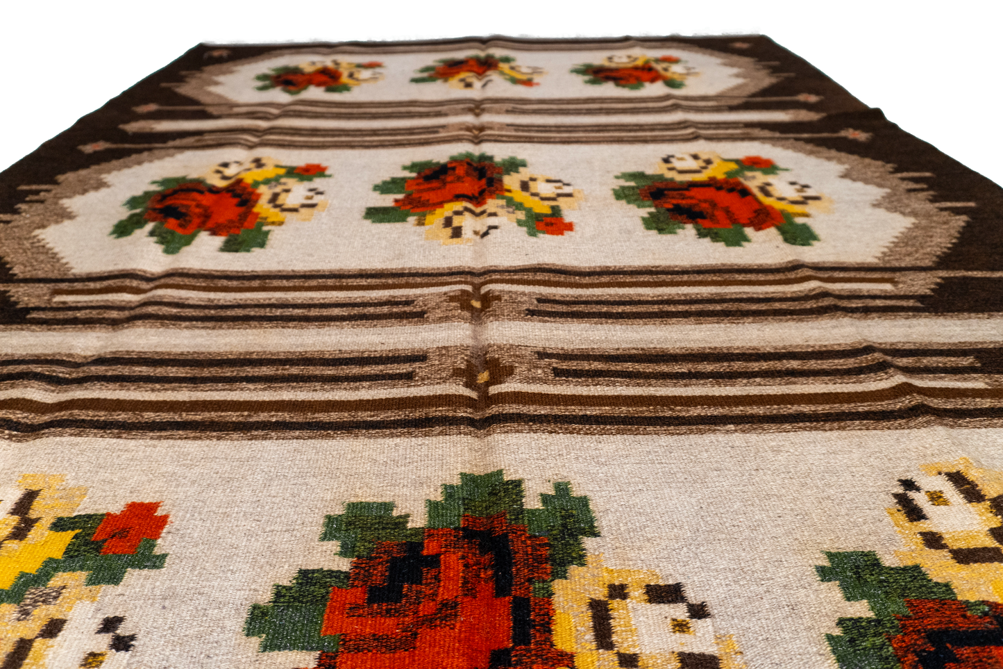 W 5 L 9 Bessarabian 100% Wool Hand-Woven Geometric Design - 11334