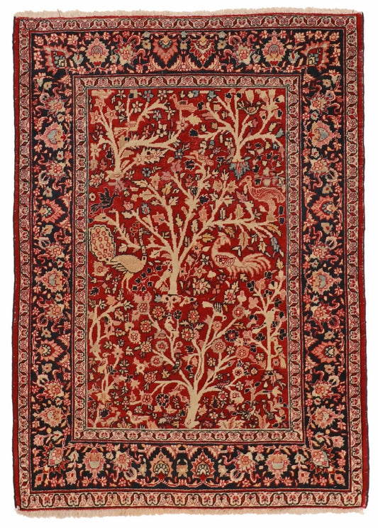 W 4.2 L 5.10 Yazd Antique 100% Wool Hand-Woven All-Over Design - 11405