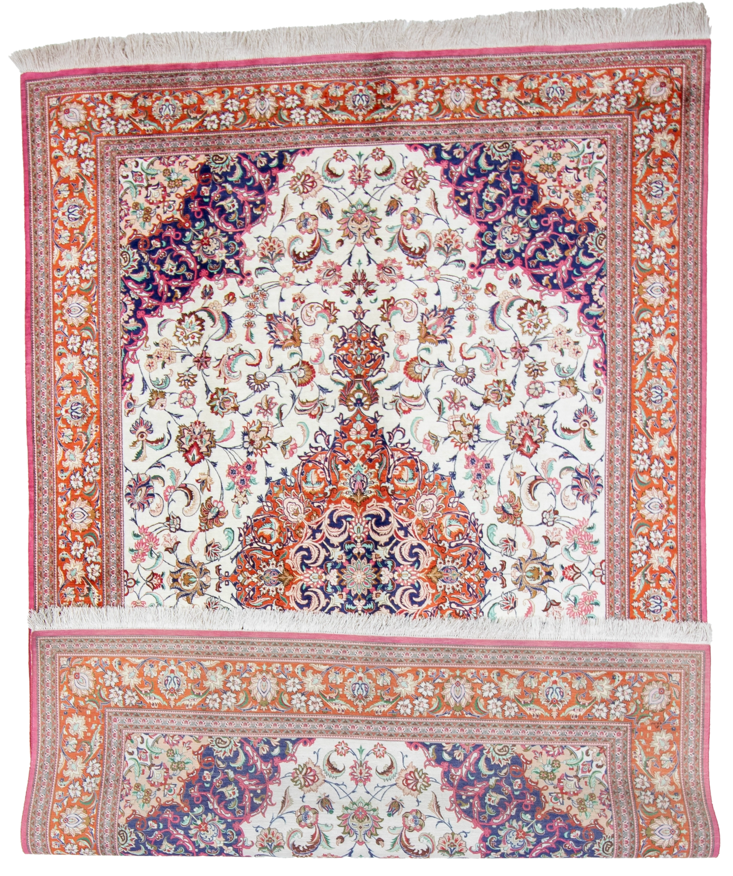 W 6.4 L 9 Qum 100% Silk Hand-Woven Traditional Design - 11466