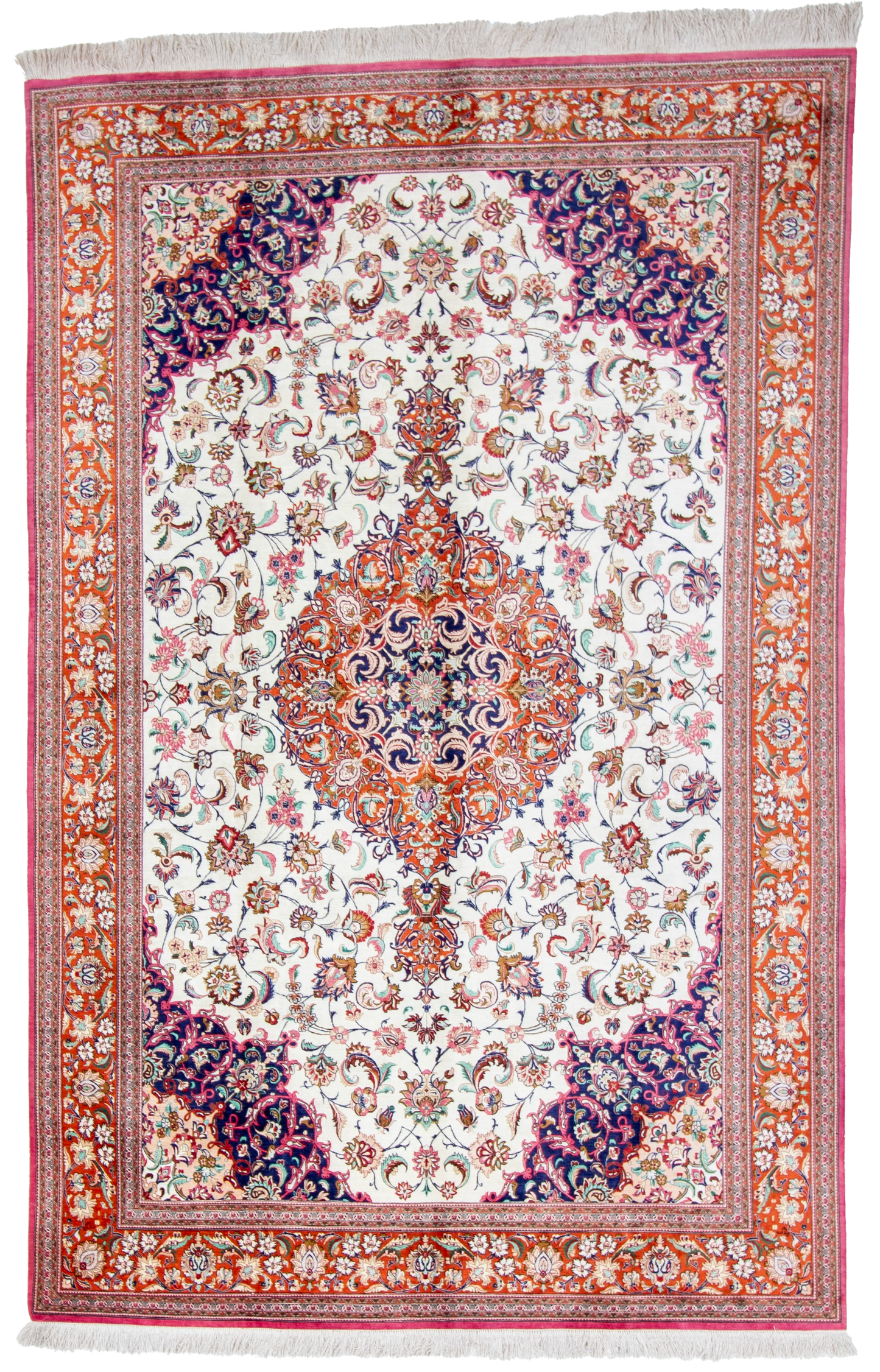 W 6.4 L 9 Qum 100% Silk Hand-Woven Traditional Design - 11466