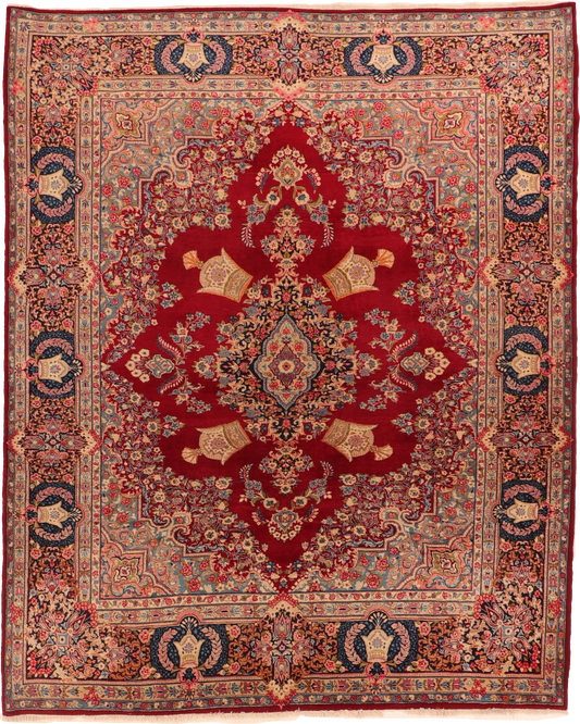 W 8.5 L 10.2 Yazd 100% Wool Hand-Woven All-Over Design - 11659