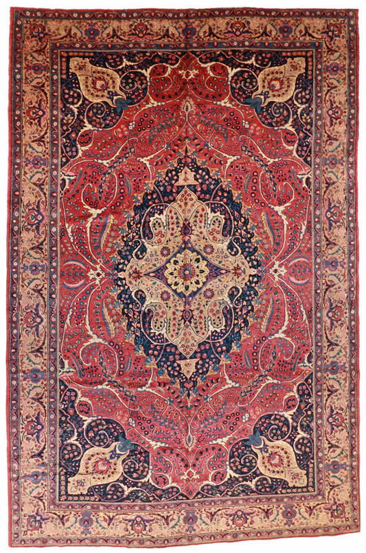 11 x 16 - Tabriz Fine All Over Rectangle - Hand Knotted Rug — 11661