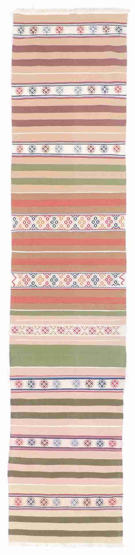 W 2.10 - L 12.9 - Kilim Wool All Over Rectangle - Finest Hand-Made Quality Wool - 11971