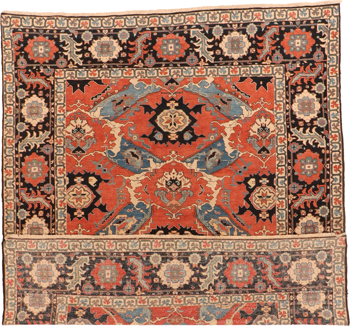 W 8.7 L 10.2 Serapie 100% Wool Hand-Woven All-Over Design - 11973