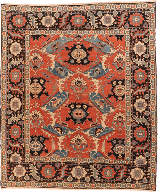 W 8.7 L 10.2 Serapie 100% Wool Hand-Woven All-Over Design - 11973