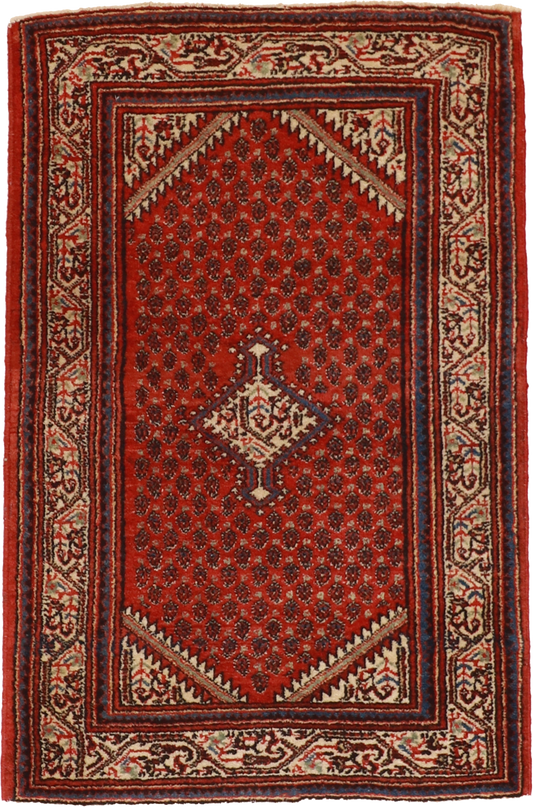 W 2.9 L 4.2 Sultan Abad Antique 100% Wool Hand-Woven Rug - 11977