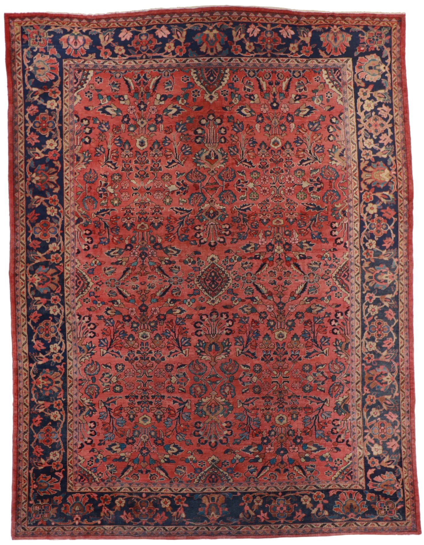 W 10 - L 13.2 - Mahal Fine All Over Rectangle - Finest Hand-Knotted Quality Wool - 11998