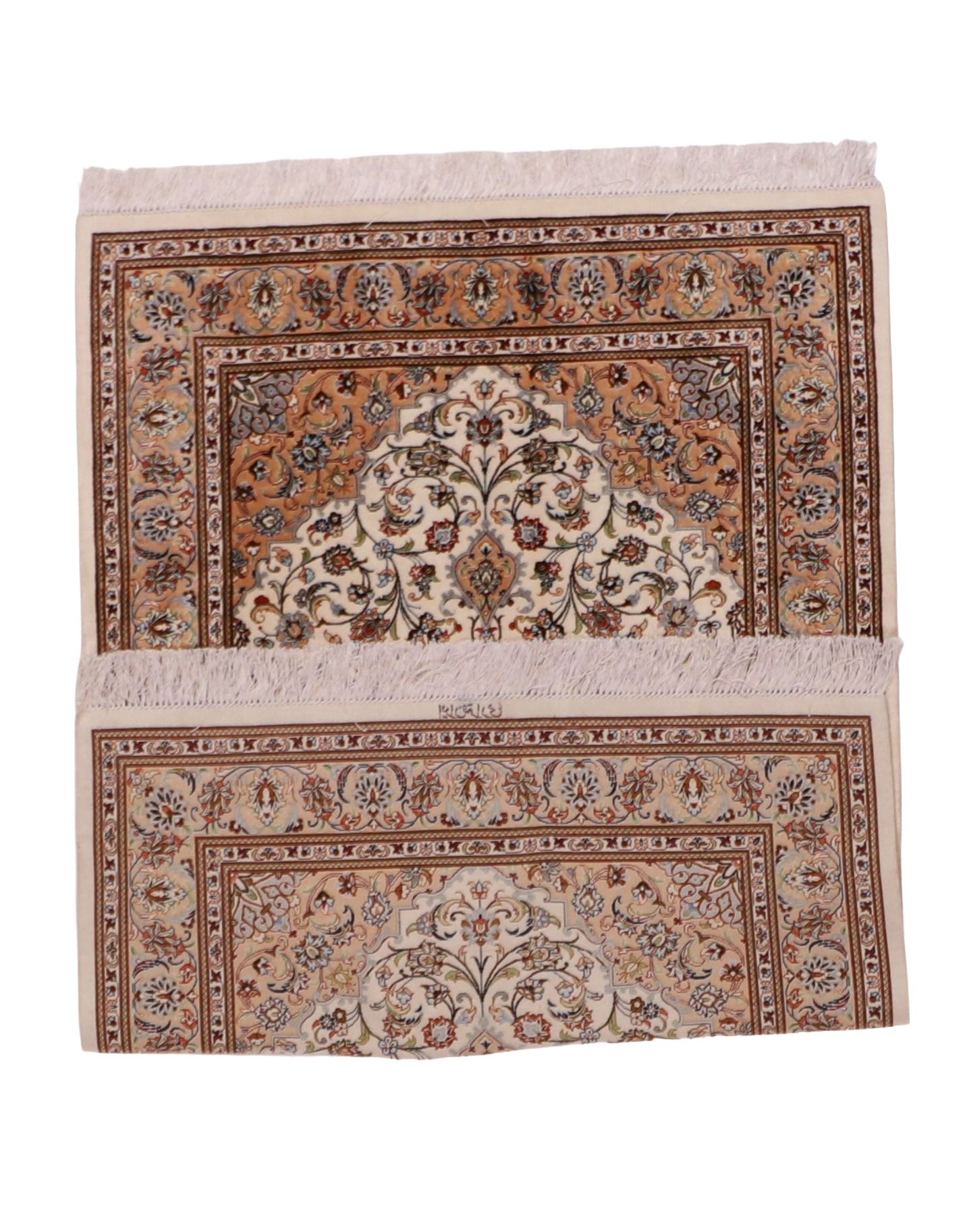 W 3.3 L 5 Qum 100% Silk Hand-Woven Floral Design - 62548
