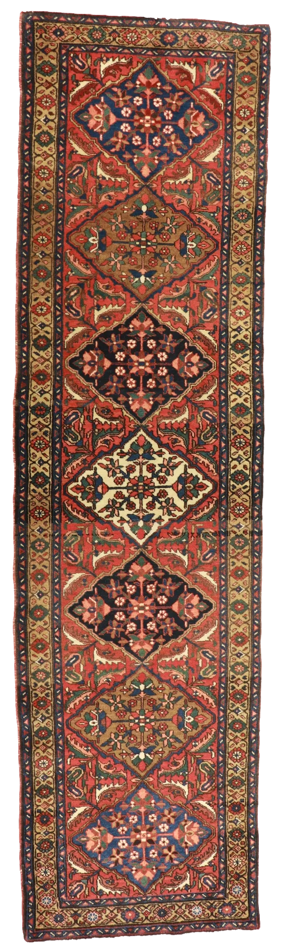 W 2.10 - L 10.10 - Heriz Wool Geometric Rectangle - Finest Hand-Knotted Quality Wool - 12