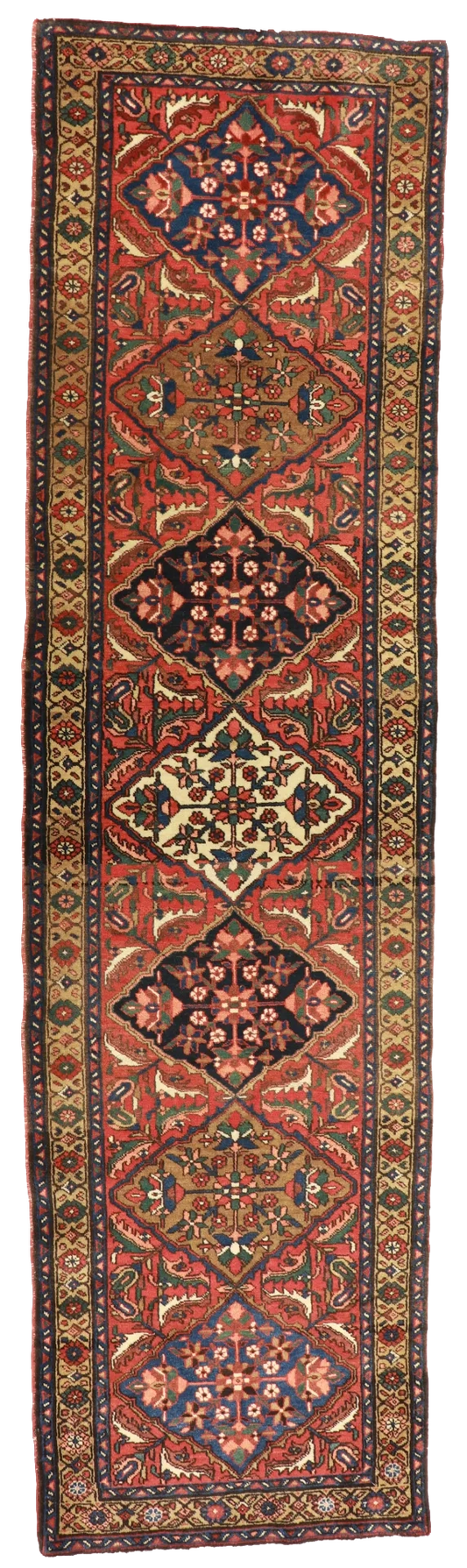 W 2.10 - L 10.10 - Heriz Wool Geometric Rectangle - Finest Hand-Knotted Quality Wool - 12